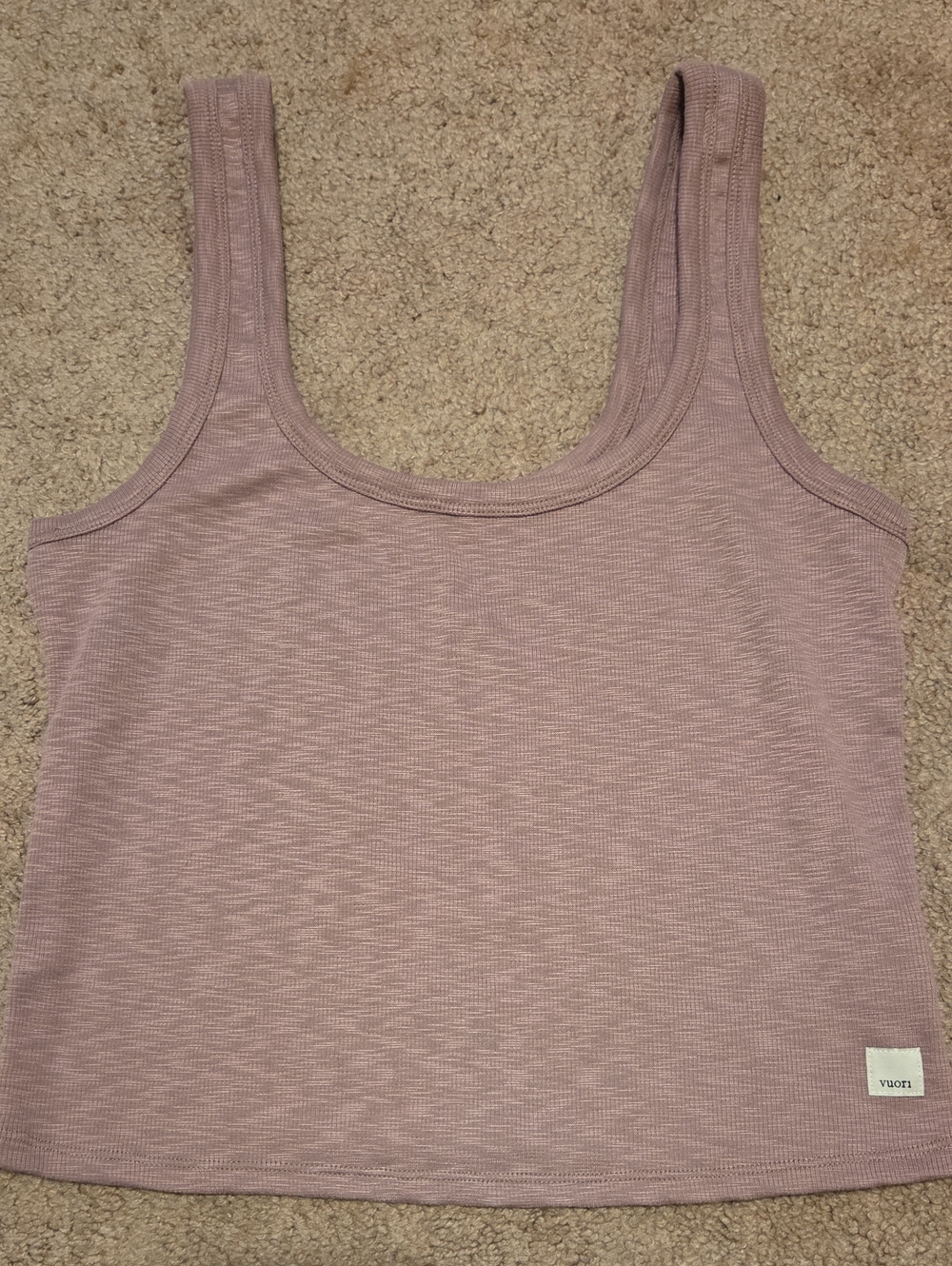 Vuori Ribbed Scoop Tank Top - Dusty Mauve